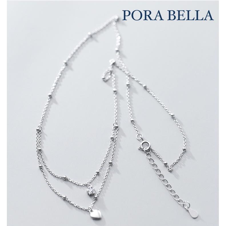 <Porabella>925純銀愛心雙鍊項鍊 小眾設計款ins風 情人節禮物 生日禮物 2022新款 Necklace-細節圖5