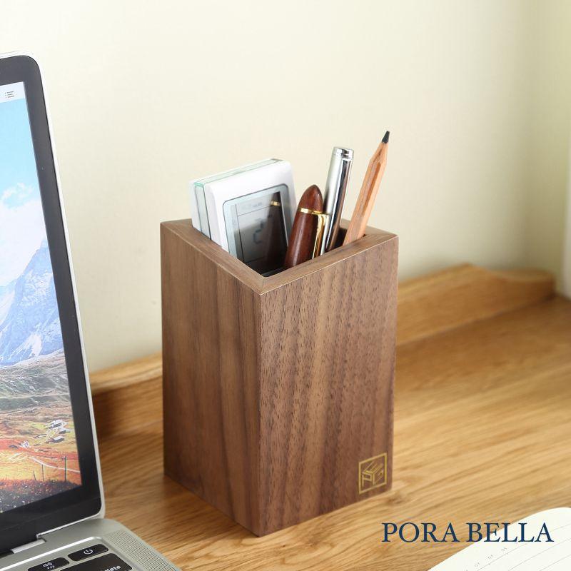 <Porabella>2022新款木質紋路多功能收納筒 刷具收納 化妝品眉筆收納 北歐風格木質收納筒 木質筆筒-細節圖3