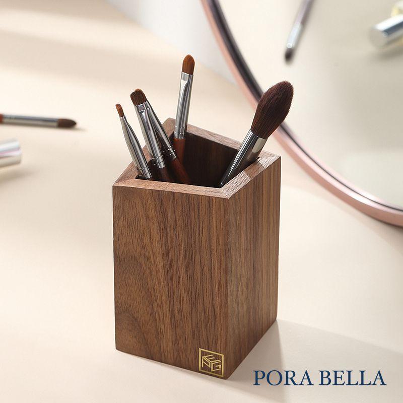 <Porabella>2022新款木質紋路多功能收納筒 刷具收納 化妝品眉筆收納 北歐風格木質收納筒 木質筆筒-細節圖4