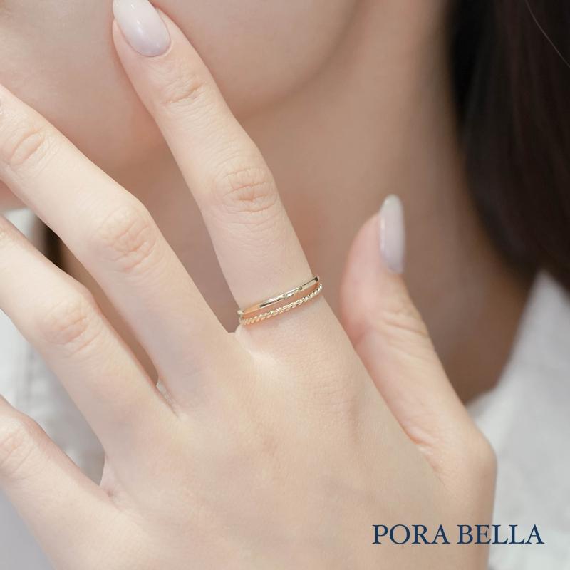<Porabella>925純銀韓版雙層戒指 設計款歐美風螺旋個性開口戒指 可調節式戒指 金色/銀色 RINGS-細節圖6