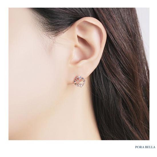 <Porabella>925純銀單鑽鋯石耳環 公主耳環 ins風輕奢氣質鑽石耳針 金色穿洞式耳環 Earrings-細節圖5