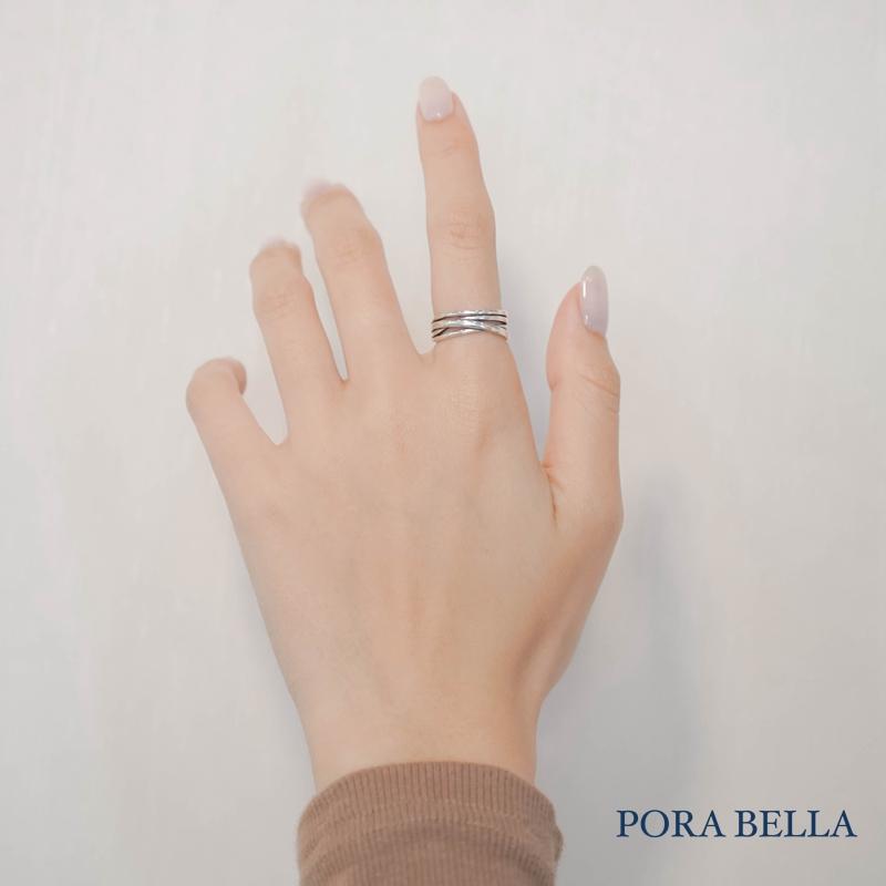 <Porabella>925純銀韓版925銀 個性款交錯線條開口戒指 RINGS-細節圖8