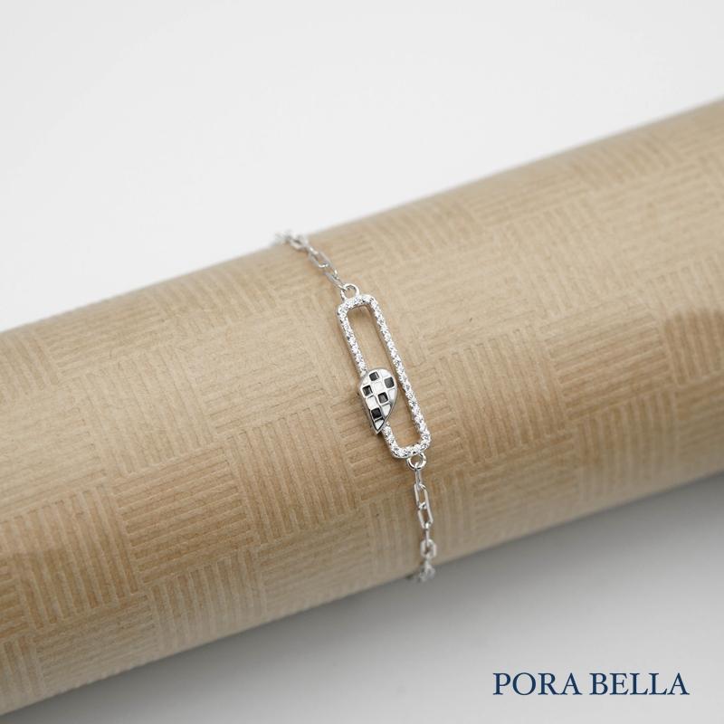 <Porabella>925純銀手鍊 情侶手鏈 黑金白金愛心磁扣式 情人節禮物 告白銀飾 Bracelet<一對販售>-細節圖2