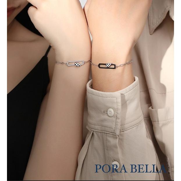 <Porabella>925純銀手鍊 情侶手鏈 黑金白金愛心磁扣式 情人節禮物 告白銀飾 Bracelet<一對販售>-細節圖5