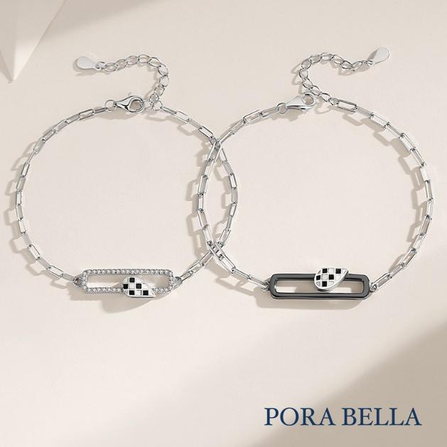 <Porabella>925純銀手鍊 情侶手鏈 黑金白金愛心磁扣式 情人節禮物 告白銀飾 Bracelet<一對販售>-細節圖6