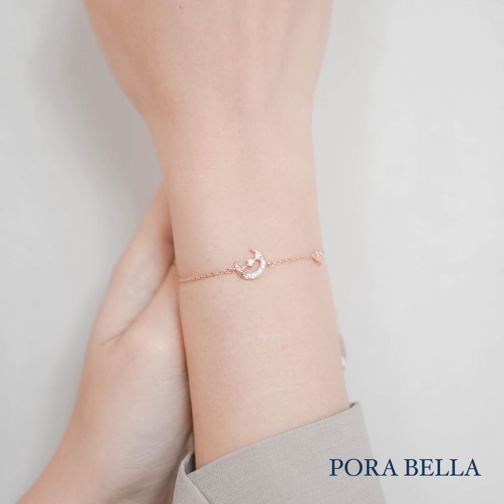 <Porabella>925純銀鋯石手鍊 設計款氣質手鏈 月亮純銀手鍊 情人節禮物 告白 銀飾 Bracelets-細節圖7