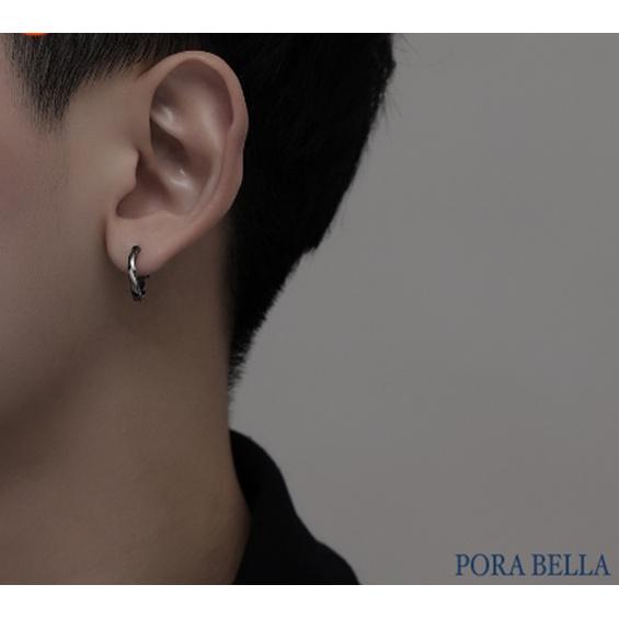 <Porabella>S925純銀光身亮面扭線耳扣  簡約有型黑金白金 男女通用 生日禮物 Earring (12mm)-細節圖3
