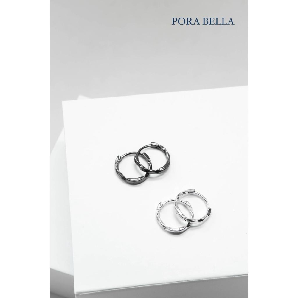 <Porabella>S925純銀光身亮面扭線耳扣  簡約有型黑金白金 男女通用 生日禮物 Earring (12mm)-細節圖6