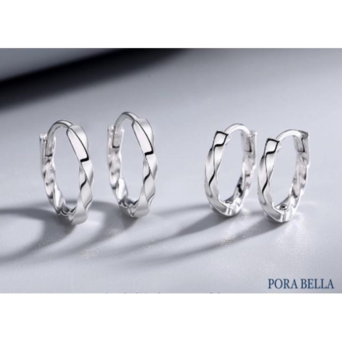 <Porabella>S925純銀光身亮面扭線耳扣  簡約有型黑金白金 男女通用 生日禮物 Earring (12mm)-細節圖7