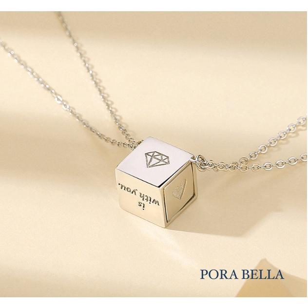 <Porabella>925純銀情侶款項鍊 男女款時尚小眾簡約 心電心方塊獨特項鍊 Necklace <一對販售>-細節圖2