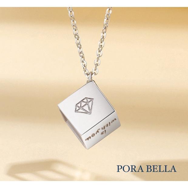<Porabella>925純銀情侶款項鍊 男女款時尚小眾簡約 心電心方塊獨特項鍊 Necklace <一對販售>-細節圖6