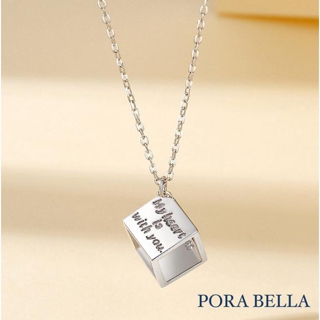 <Porabella>925純銀情侶款項鍊 男女款時尚小眾簡約 心電心方塊獨特項鍊 Necklace <一對販售>-細節圖7
