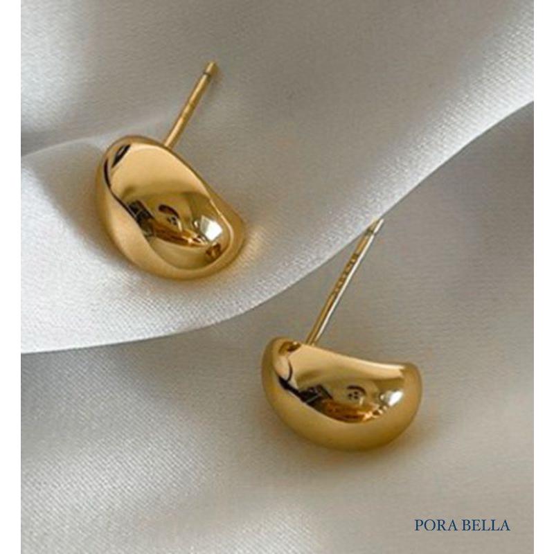 <Porabella>925純銀月光石耳 韓版簡約設計 小眾ins風輕奢氣質耳環 金銀兩色穿洞式耳環 Earrings-細節圖2