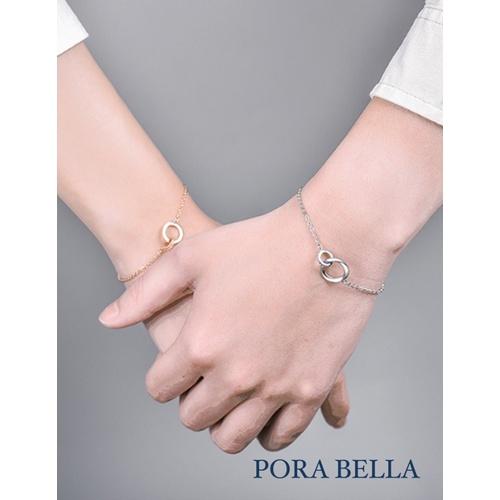 <Porabella>925純銀手鍊 情侶手鏈 白金玫瑰金雙環手鍊 情人節禮物 告白銀飾 Bracelet<一對販售>-細節圖2