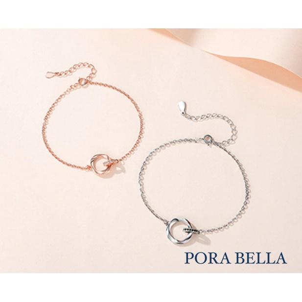 <Porabella>925純銀手鍊 情侶手鏈 白金玫瑰金雙環手鍊 情人節禮物 告白銀飾 Bracelet<一對販售>-細節圖4