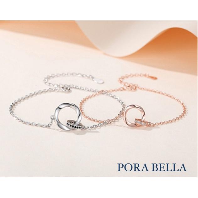 <Porabella>925純銀手鍊 情侶手鏈 白金玫瑰金雙環手鍊 情人節禮物 告白銀飾 Bracelet<一對販售>-細節圖5