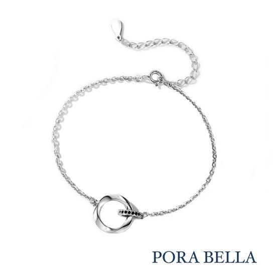 <Porabella>925純銀手鍊 情侶手鏈 白金玫瑰金雙環手鍊 情人節禮物 告白銀飾 Bracelet<一對販售>-細節圖7