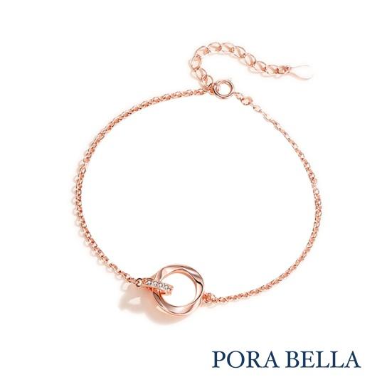 <Porabella>925純銀手鍊 情侶手鏈 白金玫瑰金雙環手鍊 情人節禮物 告白銀飾 Bracelet<一對販售>-細節圖8