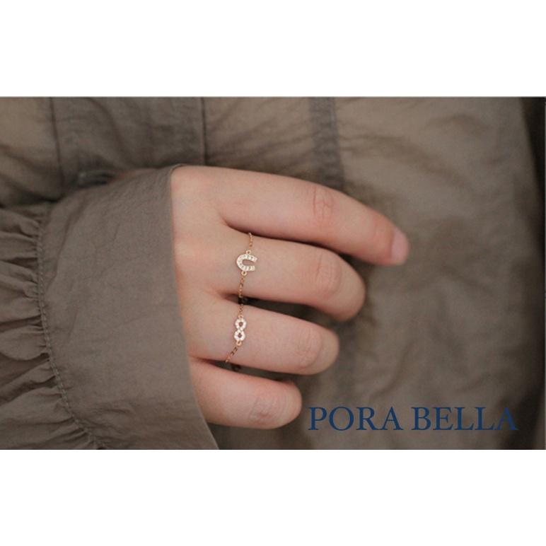 <Porabella>925純銀鋯石鍊條戒指 馬蹄型 永恆符號 小花 鍊條戒指 可調節式戒指 ins風 RINGS-細節圖2