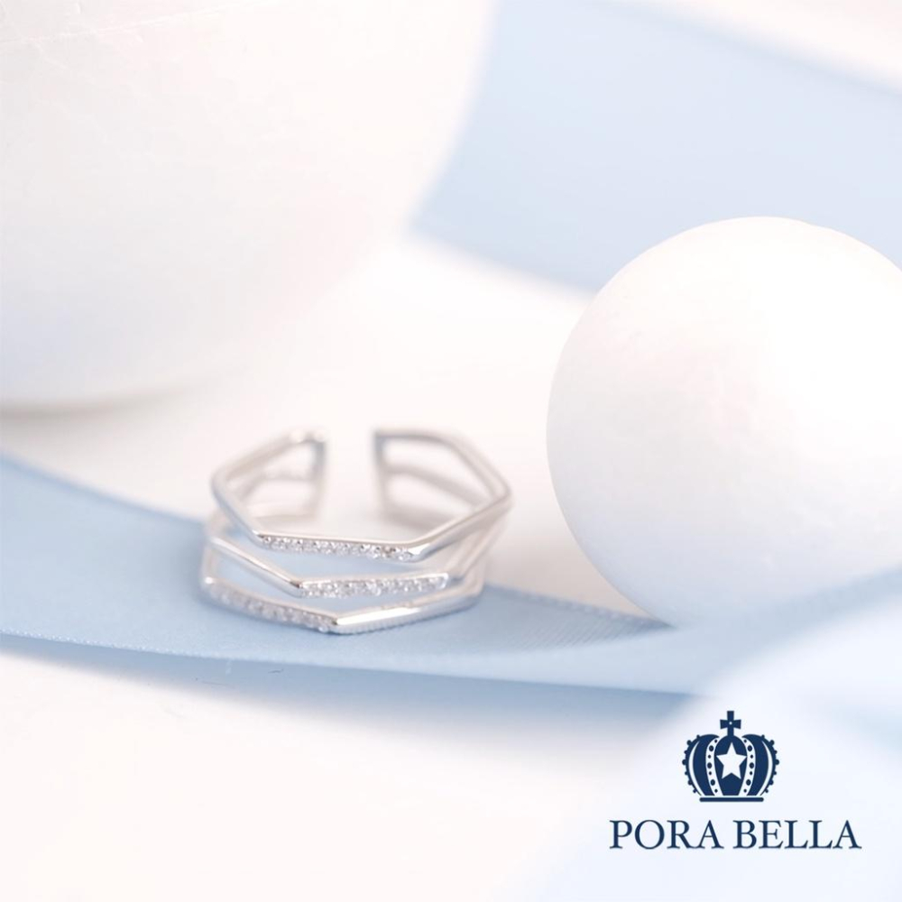 <Porabella>925純銀線條小鋯石戒指 小眾設計款開口式可調節 輕奢優雅戒指 RINGS-細節圖3