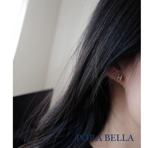 <Porabella>925純銀單鑽鋯石耳環 H耳環 小眾ins風輕奢氣質鑽石耳扣 金色穿洞式耳環  Earrings-細節圖3
