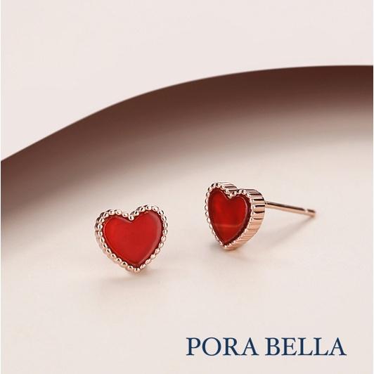 <Porabella>925純銀小紅心耳環 紅瑪瑙心型耳環 心型耳環 穿洞式耳環  Earrings-細節圖2