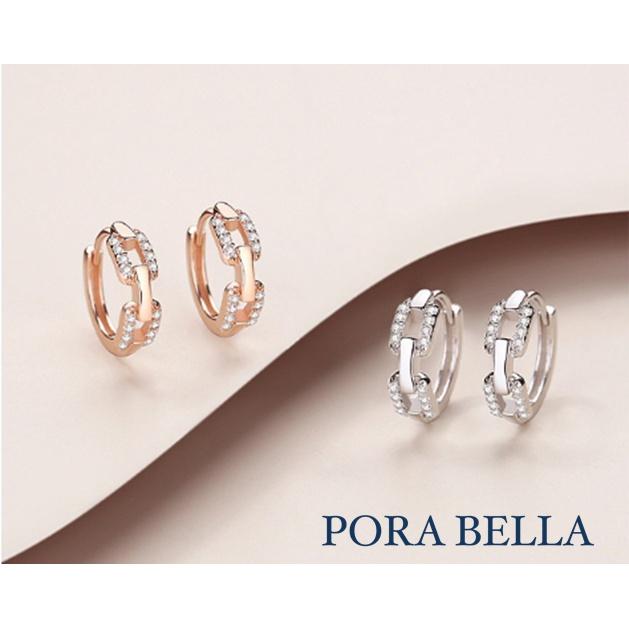 <Porabella>925純銀鋯石耳環 小眾設計款幾何豬鼻子耳扣 玫瑰金銀色穿洞式耳環 Earrings-細節圖3