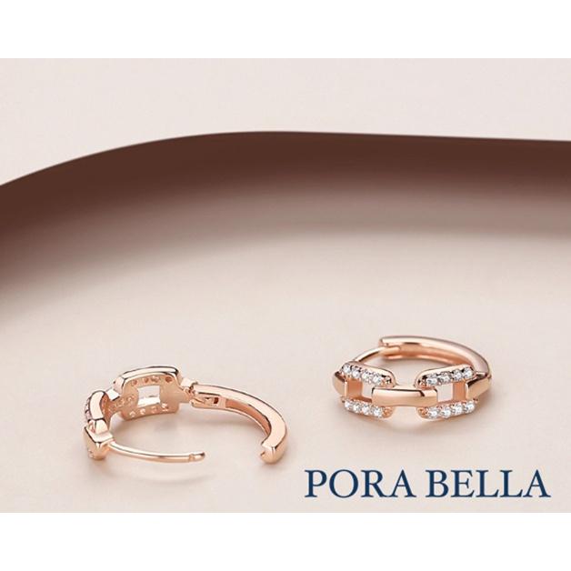 <Porabella>925純銀鋯石耳環 小眾設計款幾何豬鼻子耳扣 玫瑰金銀色穿洞式耳環 Earrings-細節圖4