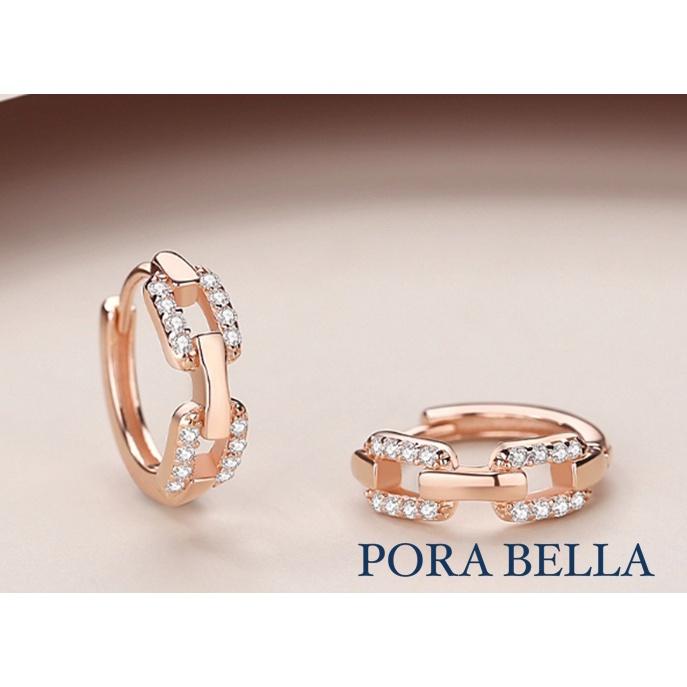 <Porabella>925純銀鋯石耳環 小眾設計款幾何豬鼻子耳扣 玫瑰金銀色穿洞式耳環 Earrings-細節圖5