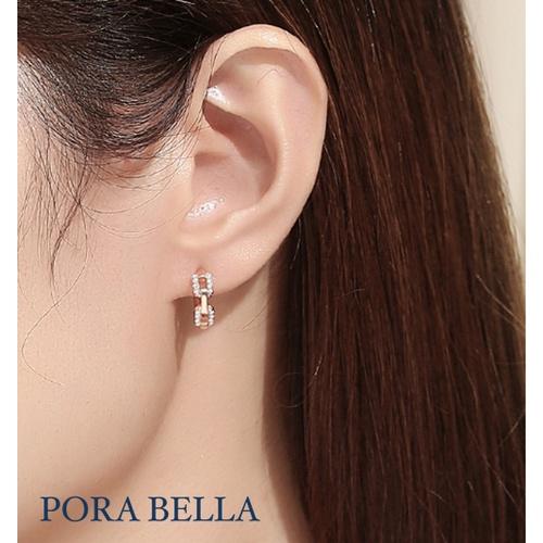 <Porabella>925純銀鋯石耳環 小眾設計款幾何豬鼻子耳扣 玫瑰金銀色穿洞式耳環 Earrings-細節圖6