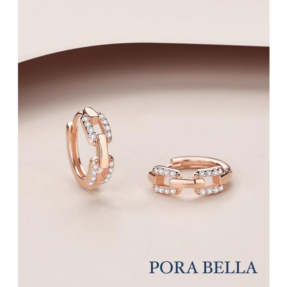 <Porabella>925純銀鋯石耳環 小眾設計款幾何豬鼻子耳扣 玫瑰金銀色穿洞式耳環 Earrings-細節圖7