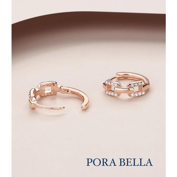 <Porabella>925純銀鋯石耳環 小眾設計款幾何豬鼻子耳扣 玫瑰金銀色穿洞式耳環 Earrings-細節圖8