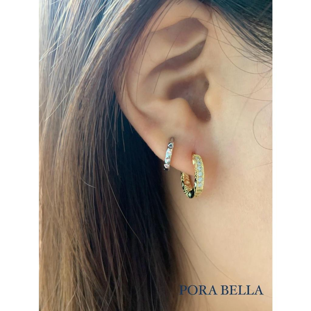 <Porabella>925純銀單鑽鋯石耳環 小眾ins風輕奢氣質鑽石耳扣 金色穿洞式耳環  Earrings-細節圖6