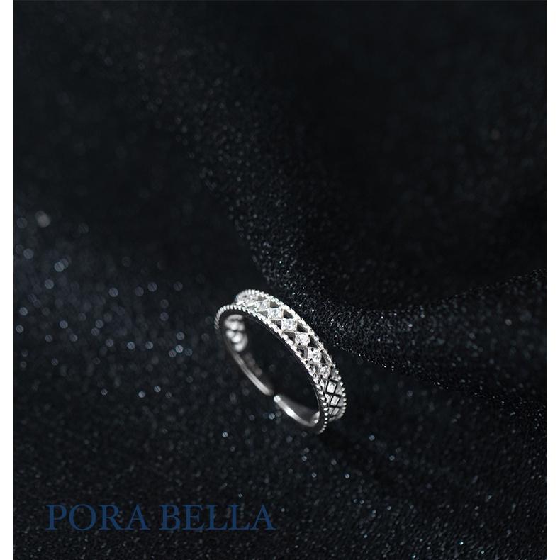 <Porabella>925純銀鋯石戒指 小眾私藏設計款 可調開口式 銀戒 Rings-細節圖2