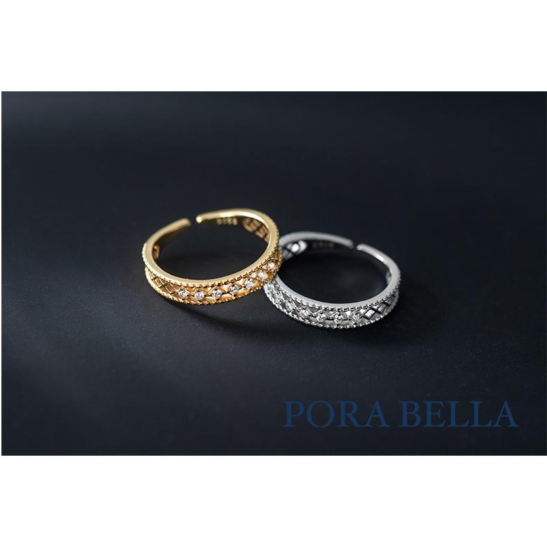 <Porabella>925純銀鋯石戒指 小眾私藏設計款 可調開口式 銀戒 Rings-細節圖5