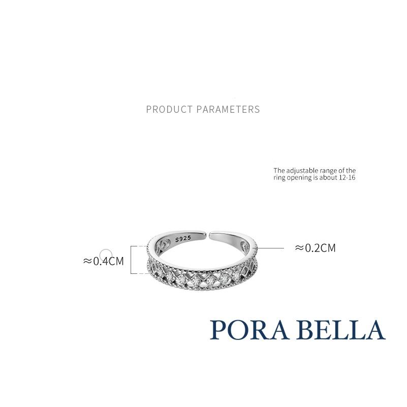 <Porabella>925純銀鋯石戒指 小眾私藏設計款 可調開口式 銀戒 Rings-細節圖6