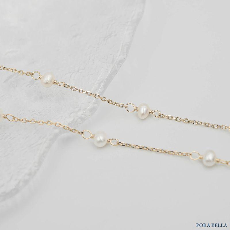 <Porabella>925純銀鍍金珍珠項鍊 淡水珍珠輕奢氣質項鍊 金色淡水珍珠項鍊 Pearl Necklace-細節圖6