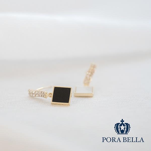 <Porabella>925銀針母貝鋯石耳環 黑與白 兩色可選 Earrings-細節圖5