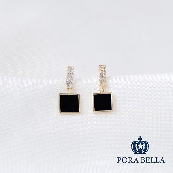 <Porabella>925銀針母貝鋯石耳環 黑與白 兩色可選 Earrings-細節圖6