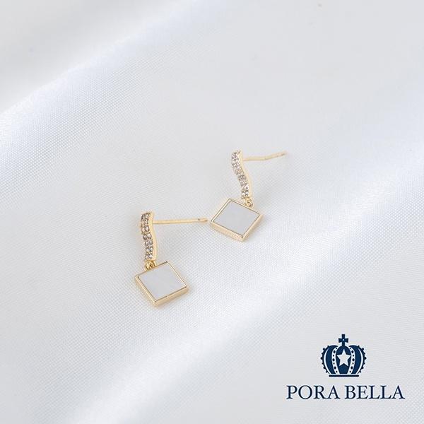 <Porabella>925銀針母貝鋯石耳環 黑與白 兩色可選 Earrings-細節圖7