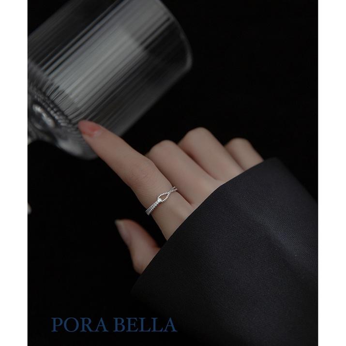 <Porabella>925純銀鋯石戒指 設計感 簡約韓風 超百搭 可調開口式 銀戒 2色可選 Rings-細節圖4