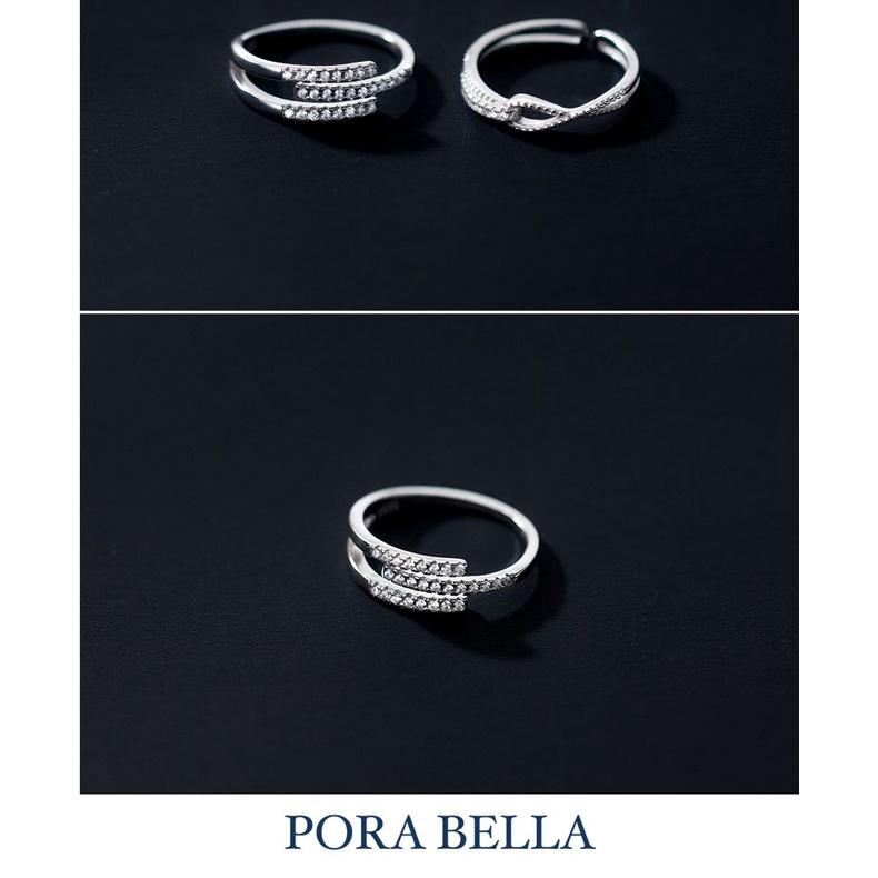 <Porabella>925純銀鋯石戒指 設計感 簡約韓風 超百搭 可調開口式 銀戒 2色可選 Rings-細節圖6
