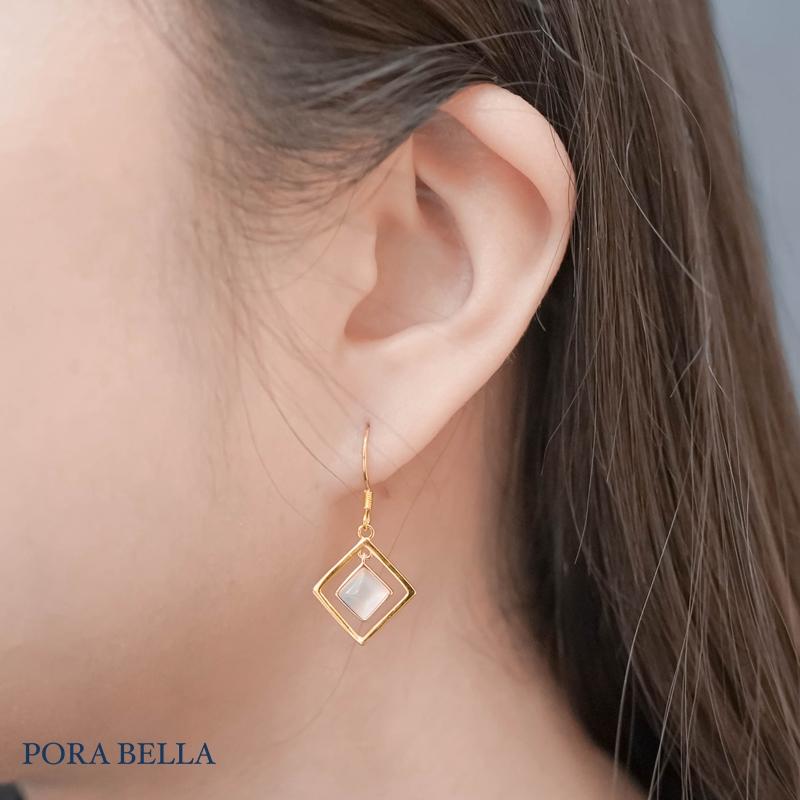 <Porabella>925純銀耳環 掛勾式 簡約幾何 時尚氣質韓風 不規則小眾 Earrings-細節圖5