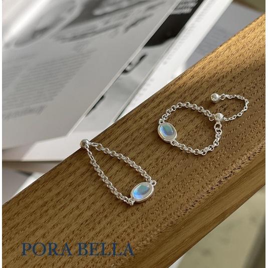 <Porabella>925純銀韓版月光石可調節式戒指 氣質ins風小眾設計風格 RINGS-細節圖6