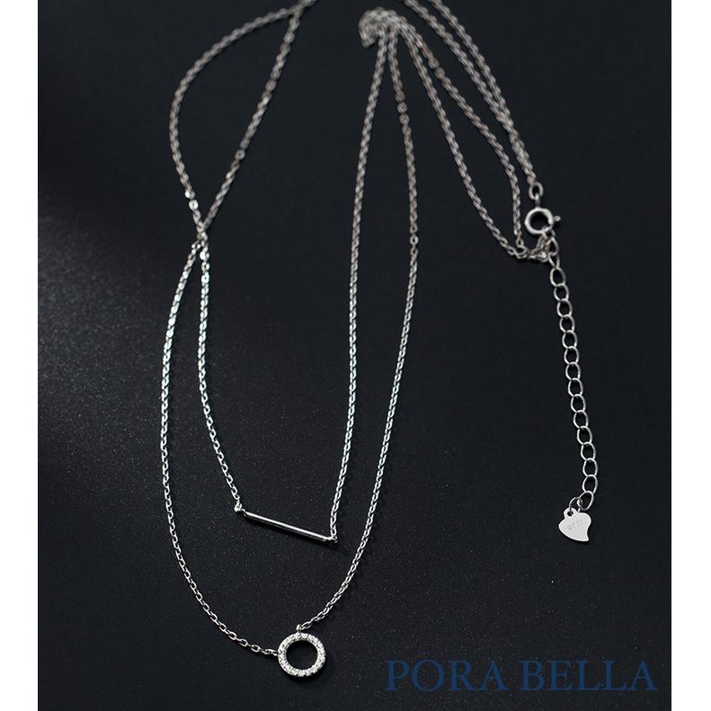 <Porabella>925純銀鋯石項鍊 雙層疊戴輕奢小眾設計感 鎖骨鍊 純銀項鍊 Necklace-細節圖4