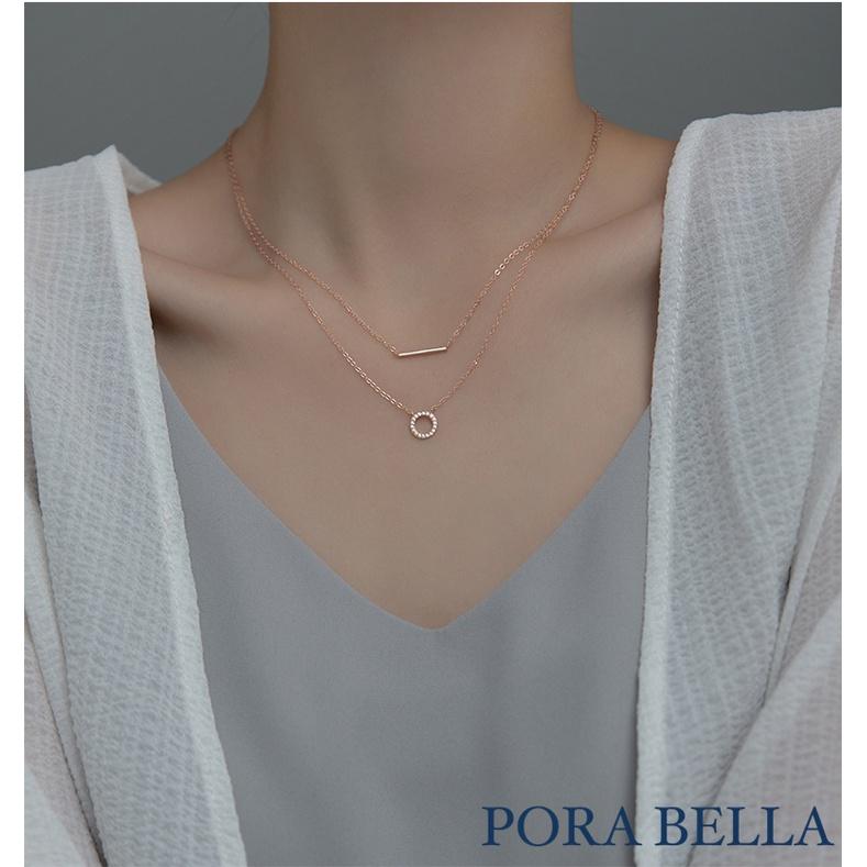 <Porabella>925純銀鋯石項鍊 雙層疊戴輕奢小眾設計感 鎖骨鍊 純銀項鍊 Necklace-細節圖5