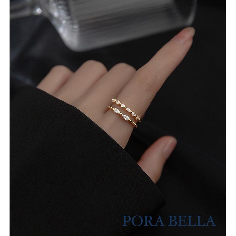 <Porabella>925純銀鋯石戒指 簡約韓風 超百搭 可調開口式純銀戒指  Rings-細節圖2