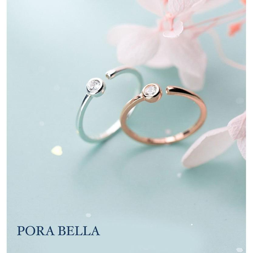 <Porabella>925純銀鋯石戒指 優雅 單鑽  可調開口式 純銀戒指 Rings-細節圖2