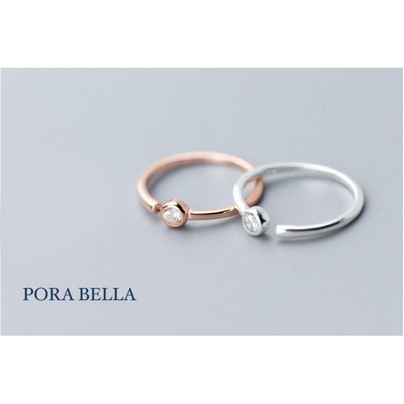 <Porabella>925純銀鋯石戒指 優雅 單鑽  可調開口式 純銀戒指 Rings-細節圖3