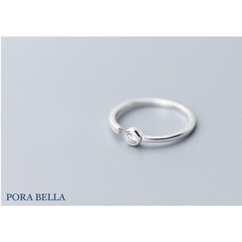 <Porabella>925純銀鋯石戒指 優雅 單鑽  可調開口式 純銀戒指 Rings-細節圖5